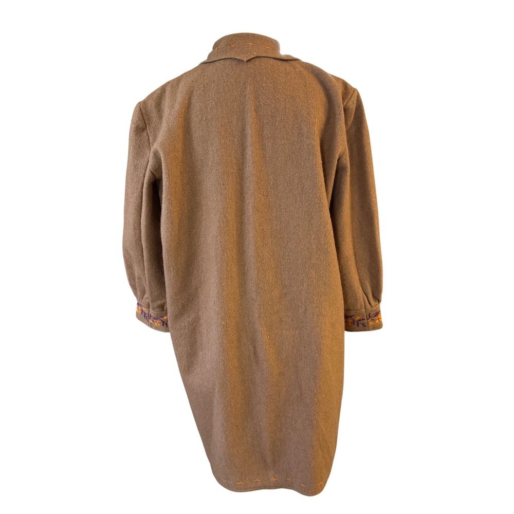 Unbranded Embroidered Long Coat Women Large Brown Floral Folk Art Boho Statement - Picture 3 of 4